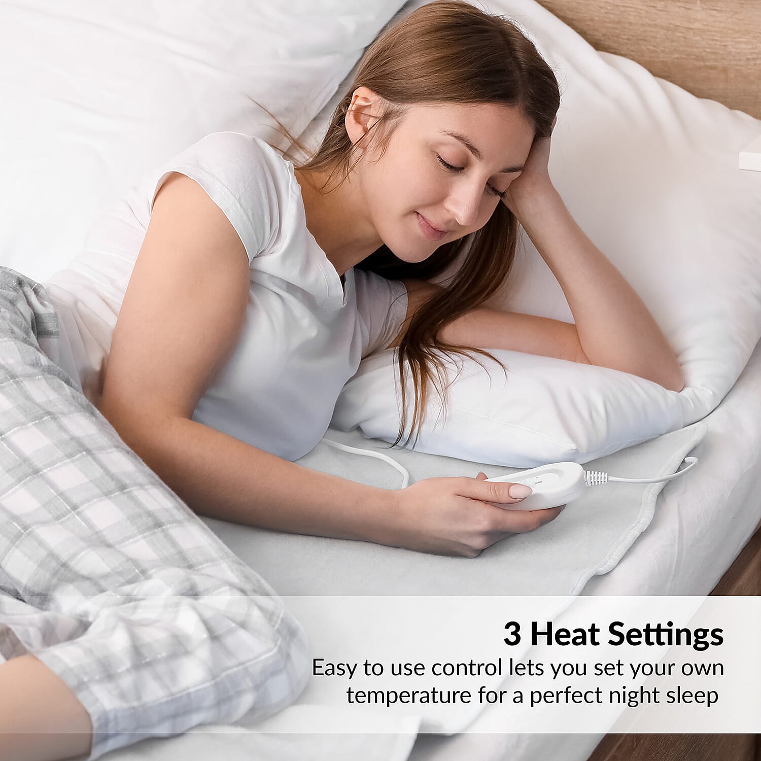 Bauer Electric Under Blanket (Size UK Double) with Overheat Protection & 3 Heat Settings (Voltage 220-240 V) - White