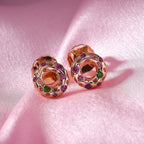 RACHEL GALLEY Lolite, Rhodolite Garnet, Chrome Diopside and Multi Gemstone Earrings (with Push Back) in 18K Vermeil  Rose Gold Overlay Sterling Silver
