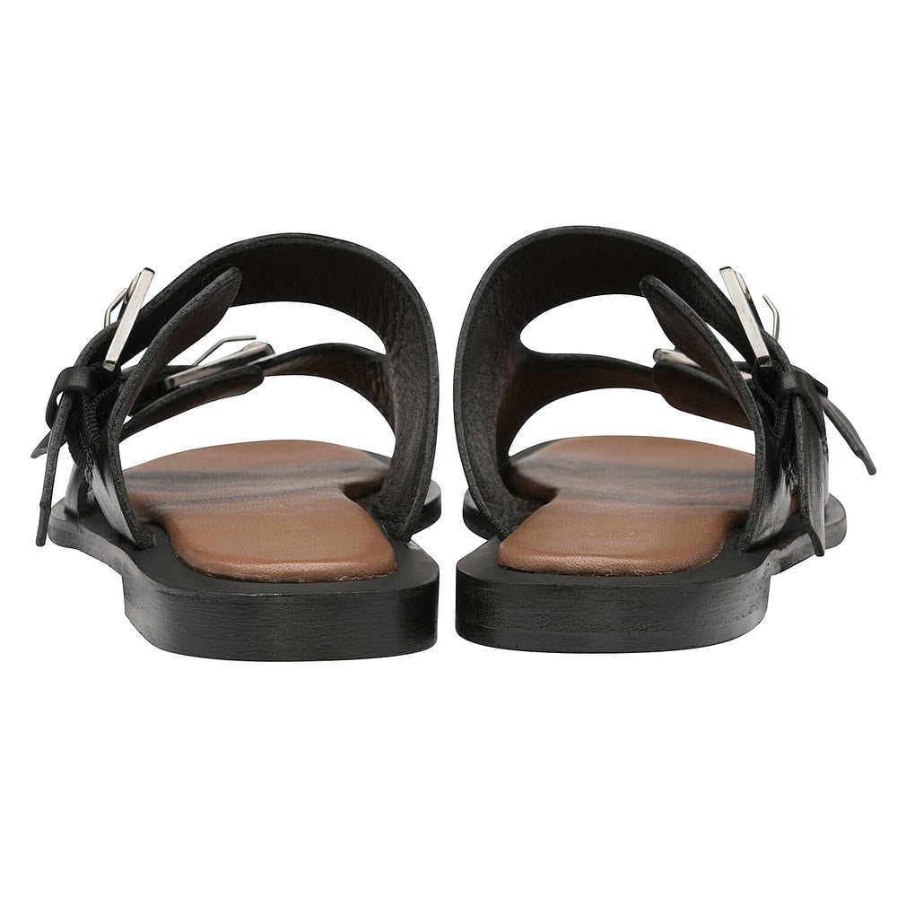 RAVEL Kintore Double Buckle Strap Leather Sandal (Size 3) - Black