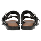 RAVEL Kintore Double Buckle Strap Leather Sandal (Size 3) - Black