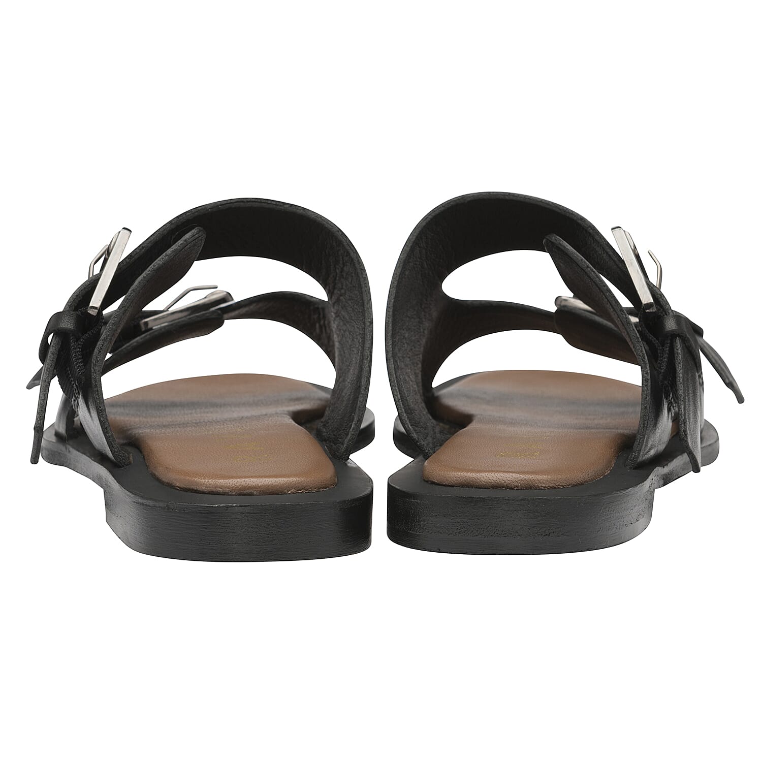 RAVEL Kintore Double Buckle Strap Leather Sandal (Size 3) - Black