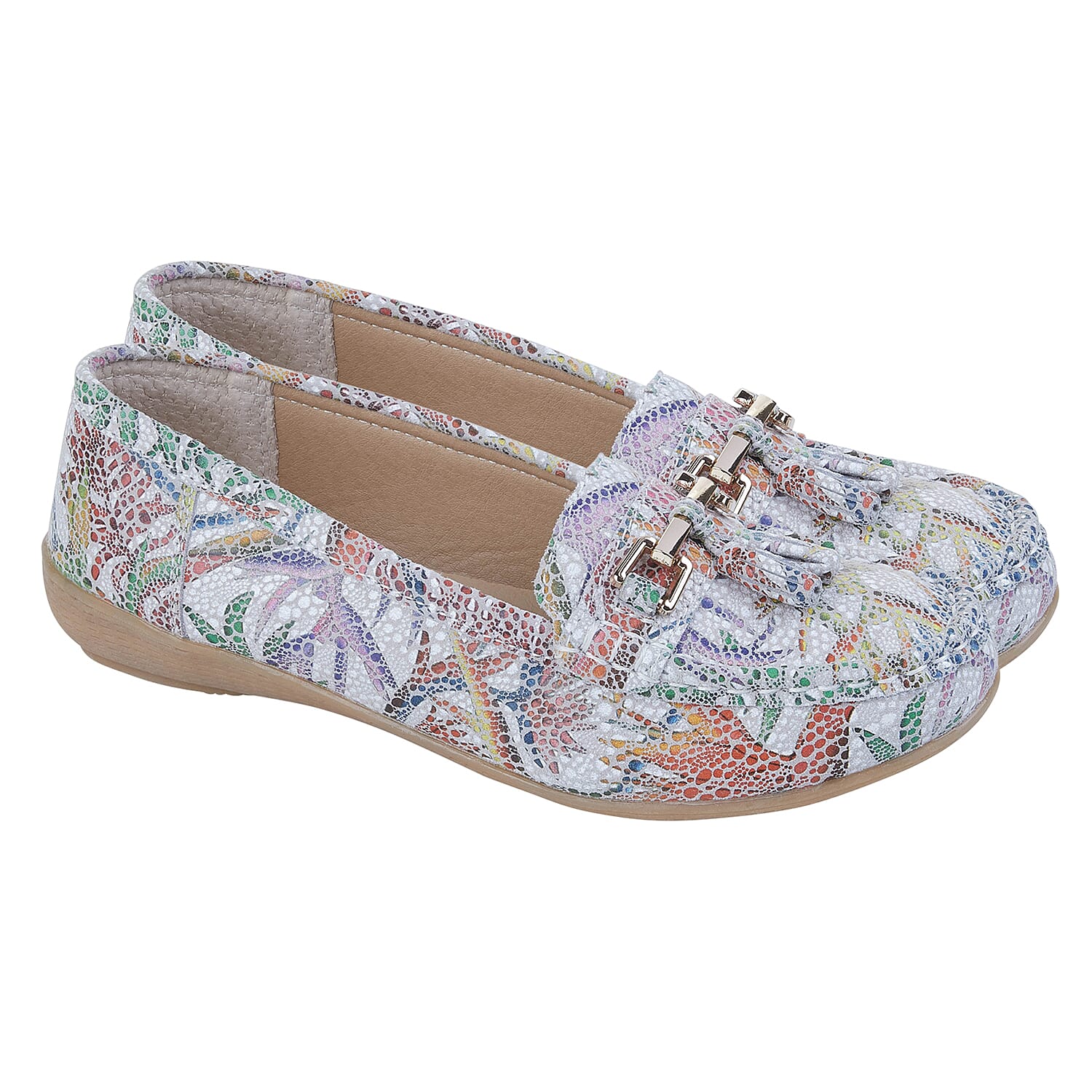 RIO Ladies Floral Suede Printed Tassel Loafer (Size 5) - Multi