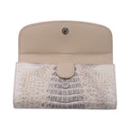 RIVER 100% Genuine Crocodile Leather Wallet with Magnetic Lock(19x10x3Cm) - Natural Creamy White
