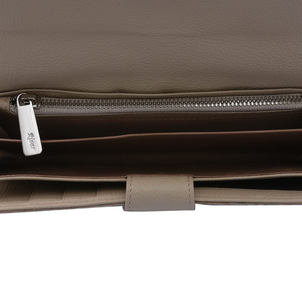RIVER 100% Genuine Crocodile Leather Wallet with Magnetic Lock(19x10x3Cm) - Natural Creamy White