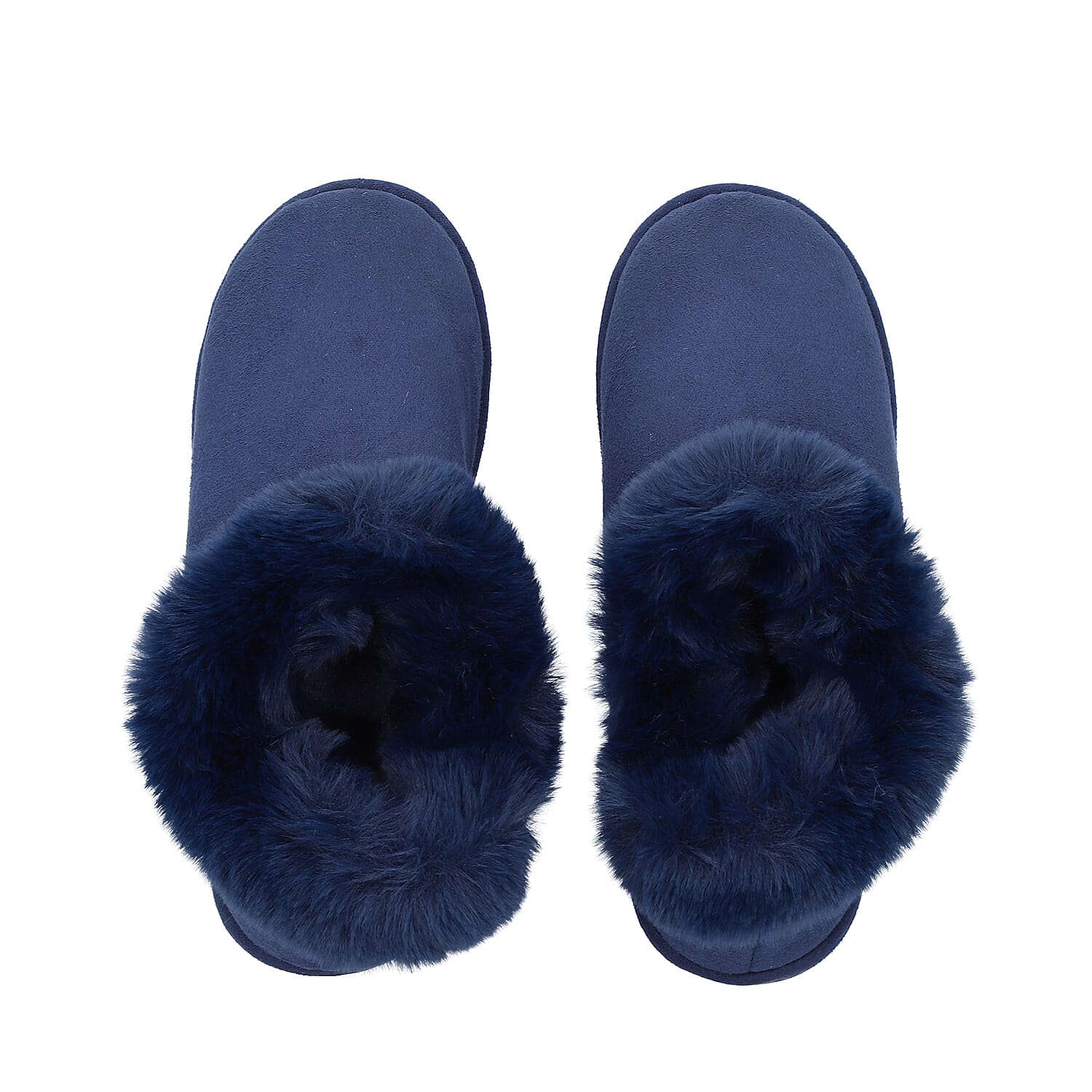 Chic and Elegant Faux Fur Shoes (Size 3- 4) - Navy Blue