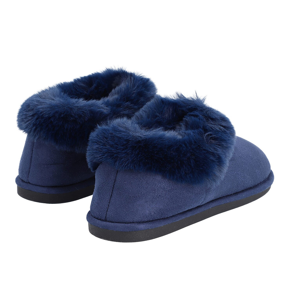 Chic and Elegant Faux Fur Shoes (Size 3- 4) - Navy Blue