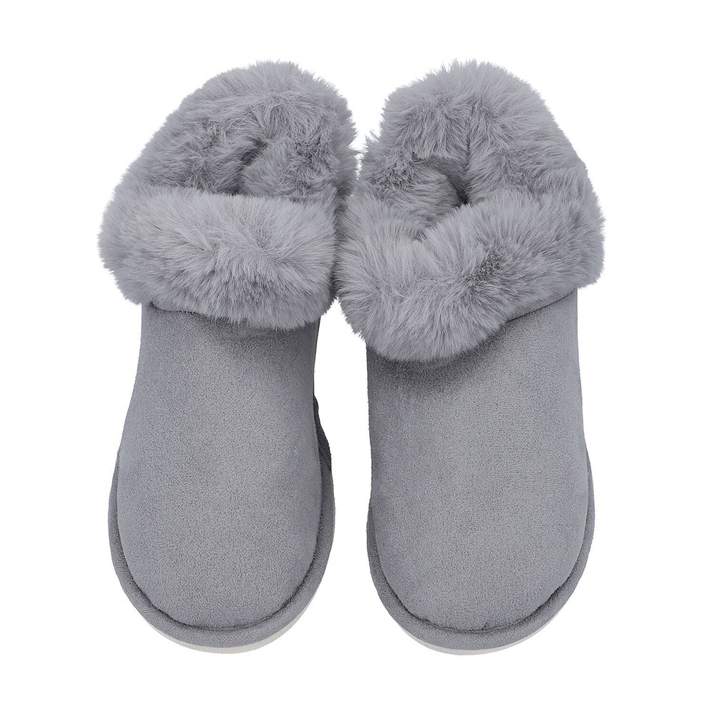 Faux Fur Slipper with Waterproof TPR Proctection (Size S, 3-4) - Grey