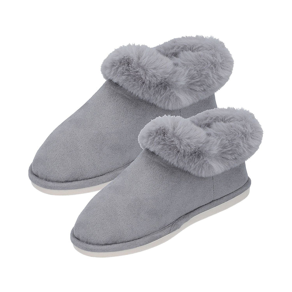 Faux Fur Slipper with Waterproof TPR Proctection (Size S, 3-4) - Grey