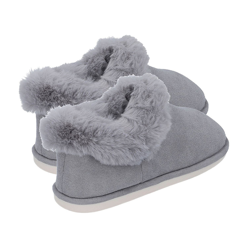 Faux Fur Slipper with Waterproof TPR Proctection (Size S, 3-4) - Grey