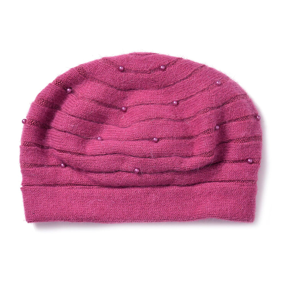 Timeless Pearl-Adorned super Cozy Fashion Beret - Pink