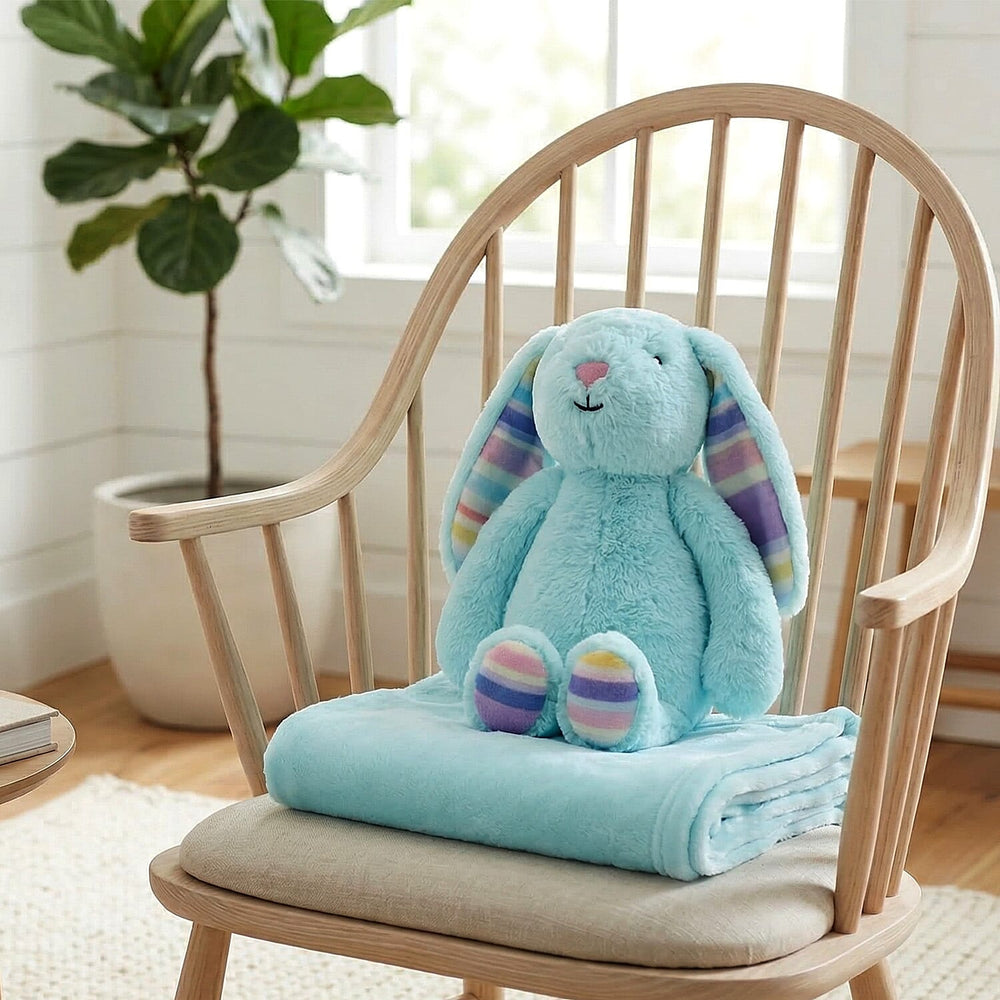 Fun Rabbit 2-in-1 Cushion and Blanket Set (120 x 150cm) - Blue