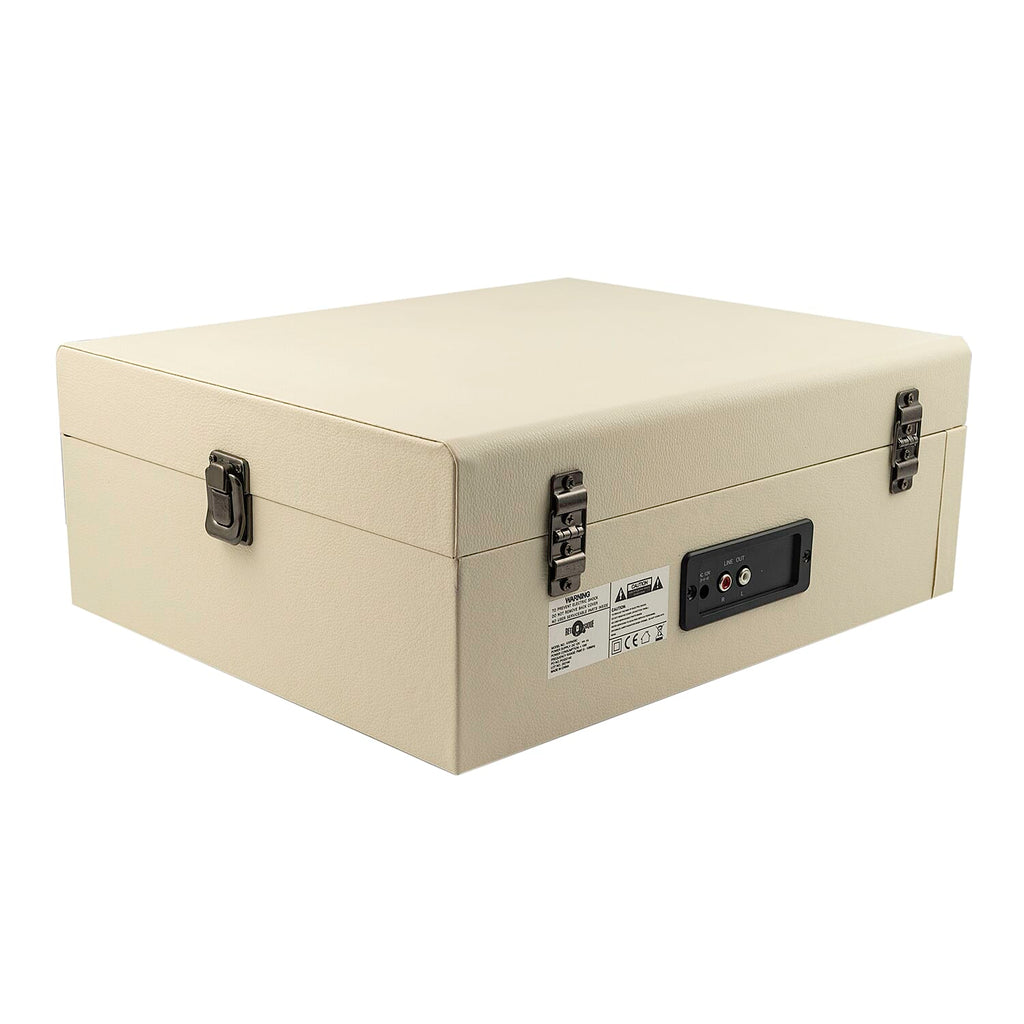 Retro Musique Bluetooth Suitcase Style Record Player With FM Radio LED Display Panel, Built-in Speakers - USB-TF Card Reader includes 1 x 4GB USB - Cream