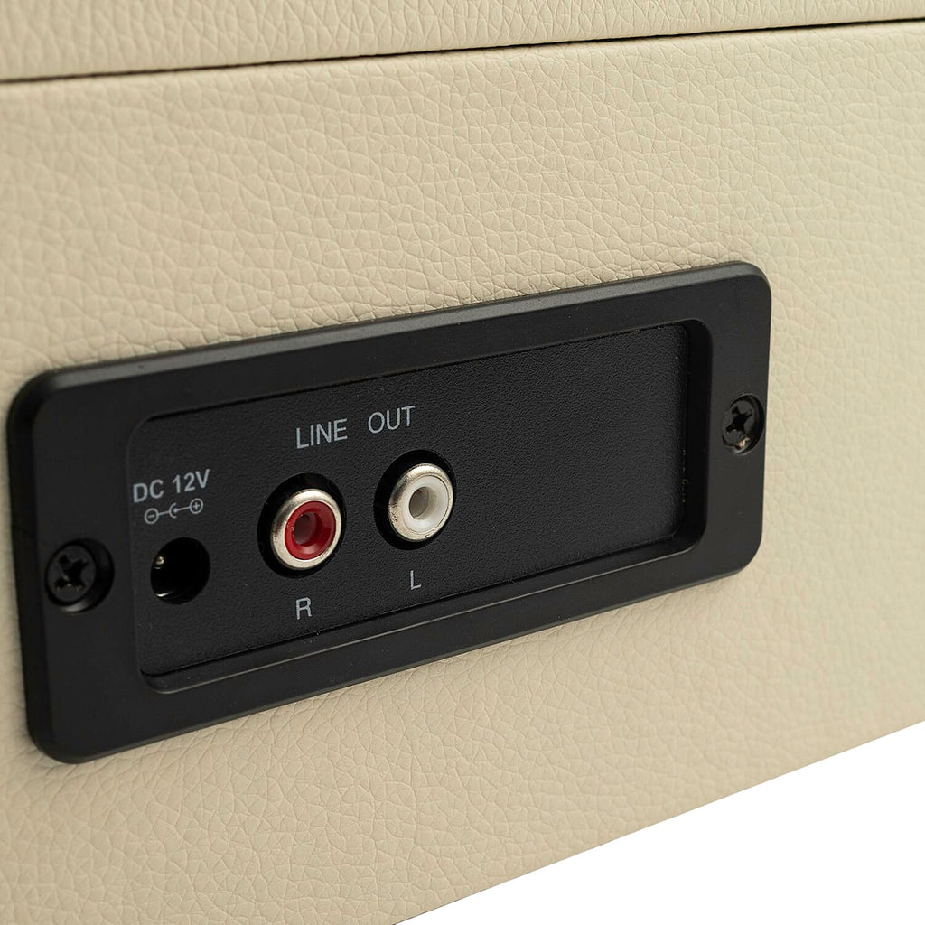 Retro Musique Bluetooth Suitcase Style Record Player With FM Radio LED Display Panel, Built-in Speakers - USB-TF Card Reader includes 1 x 4GB USB - Cream