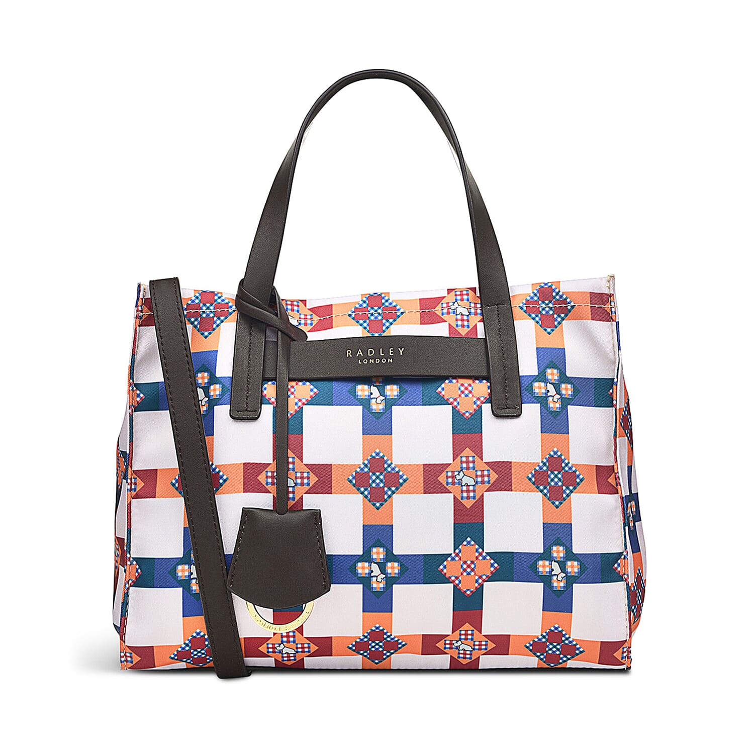 Radley London Finsbury Park Patchwork Medium Ziptop Grab Bag with Shoulder Strap - White