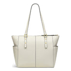 Marks Prime Time Deal - Radley London Genuine Leather Silk Street Large Ziptop Shoulder Bag - Chalk White