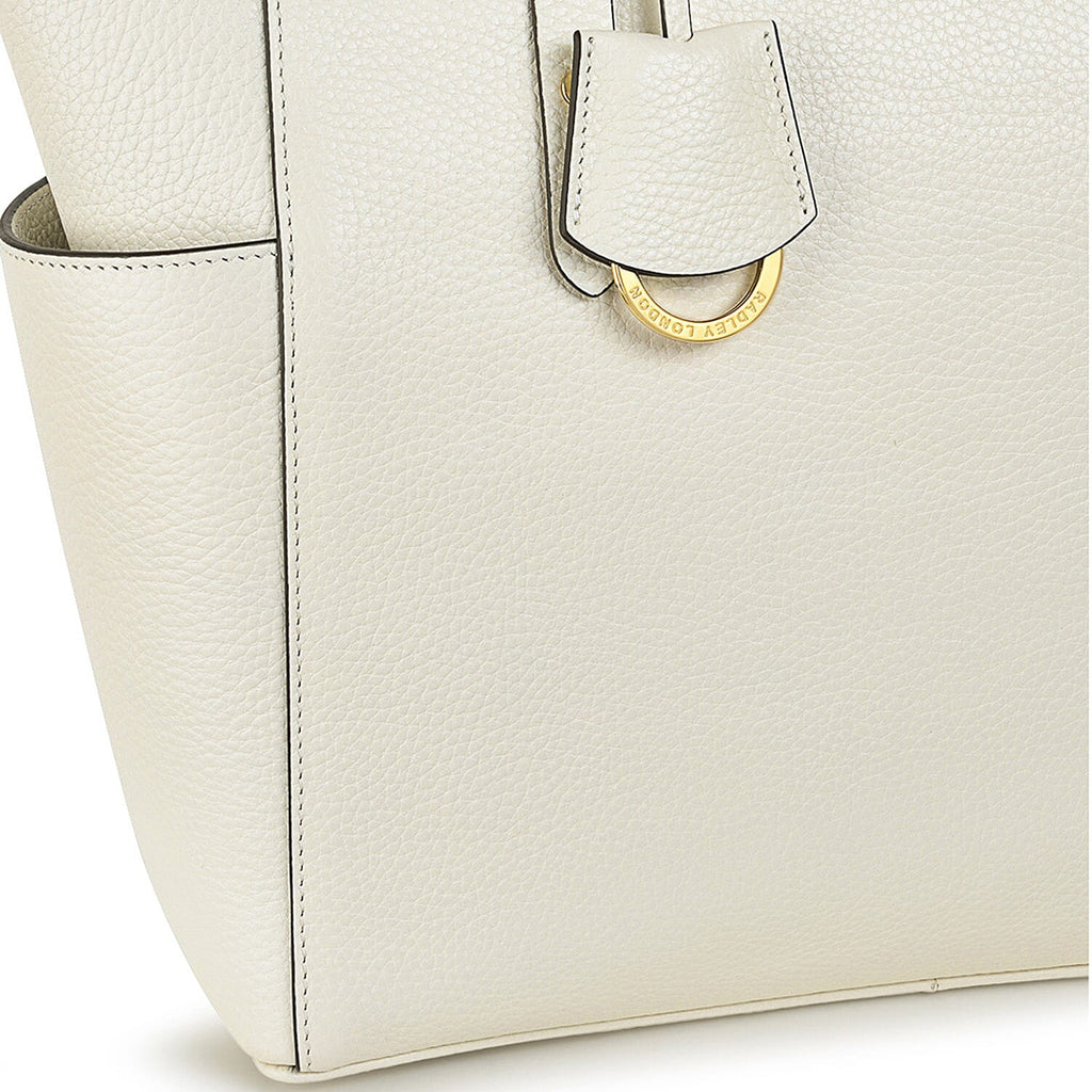 Marks Prime Time Deal - Radley London Genuine Leather Silk Street Large Ziptop Shoulder Bag - Chalk White