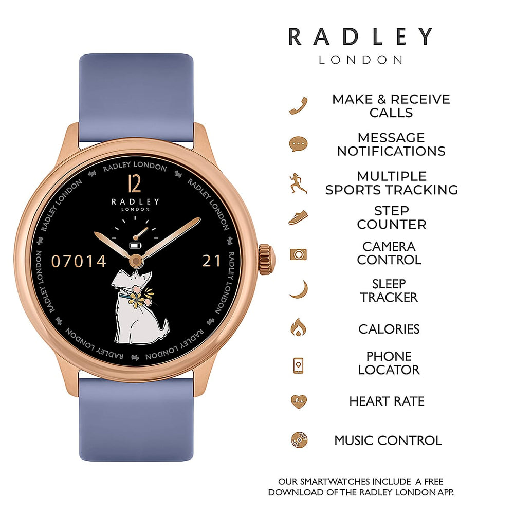 Radley Automatic Ladies Smart Calling Watch in Silicone - 7 Days Battery Life - Light Blue
