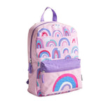 Rainbow Print Medium Backpack Mesh Pocket & Dual Zippers with Adjustable Straps - Purple & Pink