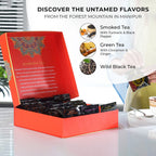 Hand Crafted Rajwada Tea Gift Box - 3 x 15 (2g- Tea Bag) - 45 Tea Bags 1) Wild Smoked Tea with Turmeric & Black Pepper 2) Wild Green Tea with Cinnamon & Ginger 3) Wild Black Tea