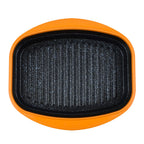 Rangemate Long Grill Multipurpose Microwave Pan - Quick, Healthy Grill, Steam, Brown, Sizzle, Stir Fry (Size 25x18x5 cm) - Orange - White