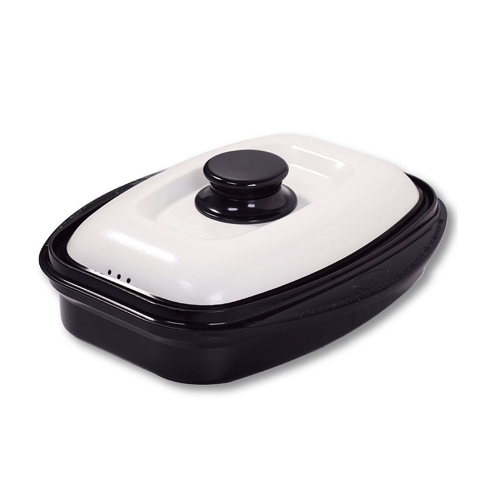Rangemate Long Grill Multipurpose Microwave Pan - Black and White