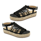 Ravel Black Textile Medway Flatform Sandals (Size 5)