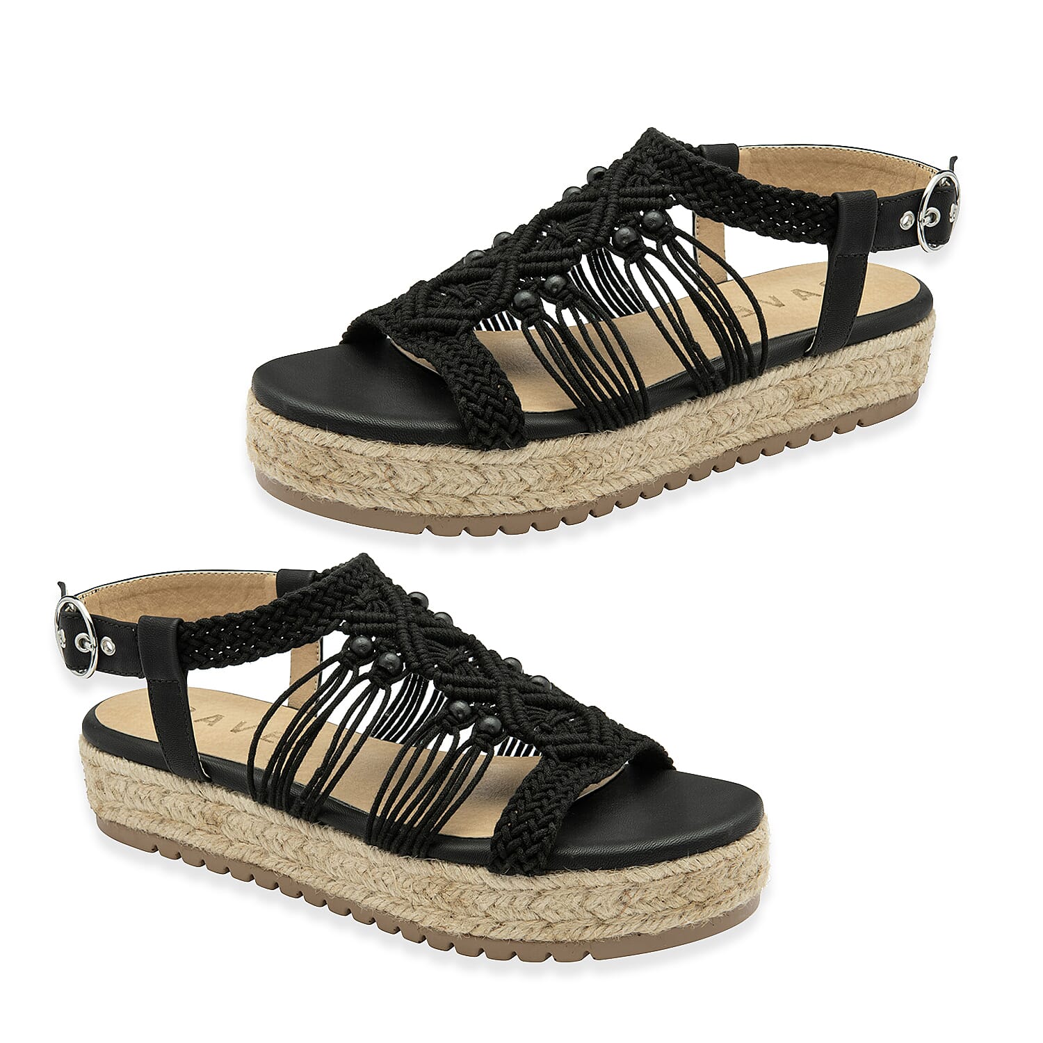 Ravel Black Textile Medway Flatform Sandals (Size 5)