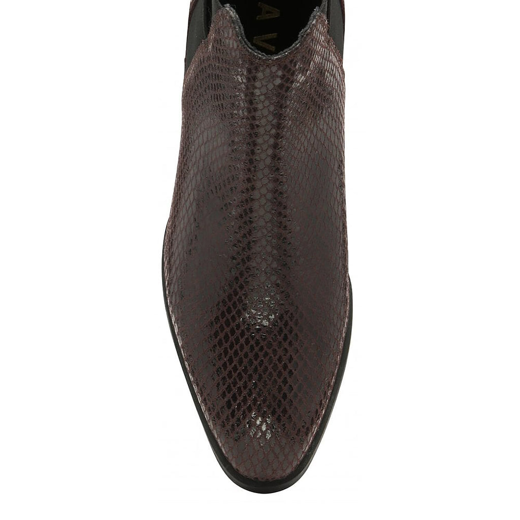 Ravel Bordo Loburn Snake-Print Leather Ankle Boots (Size 6)