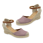 Ravel Suede Leather Spanish Espadrille Wedge with Ankle Strap (Size 3) - Lilac