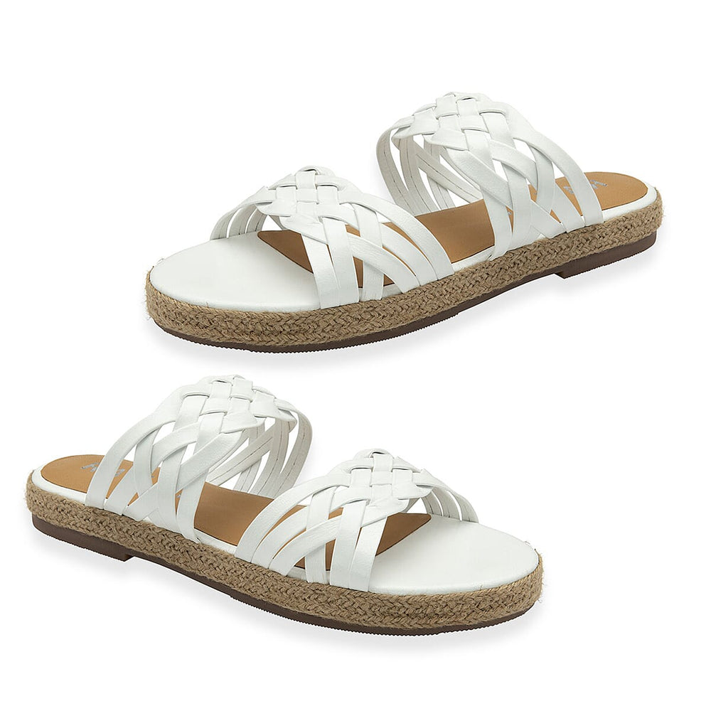 Ravel Womens Levens Leather Slip-On Sandals (Size 5) - White