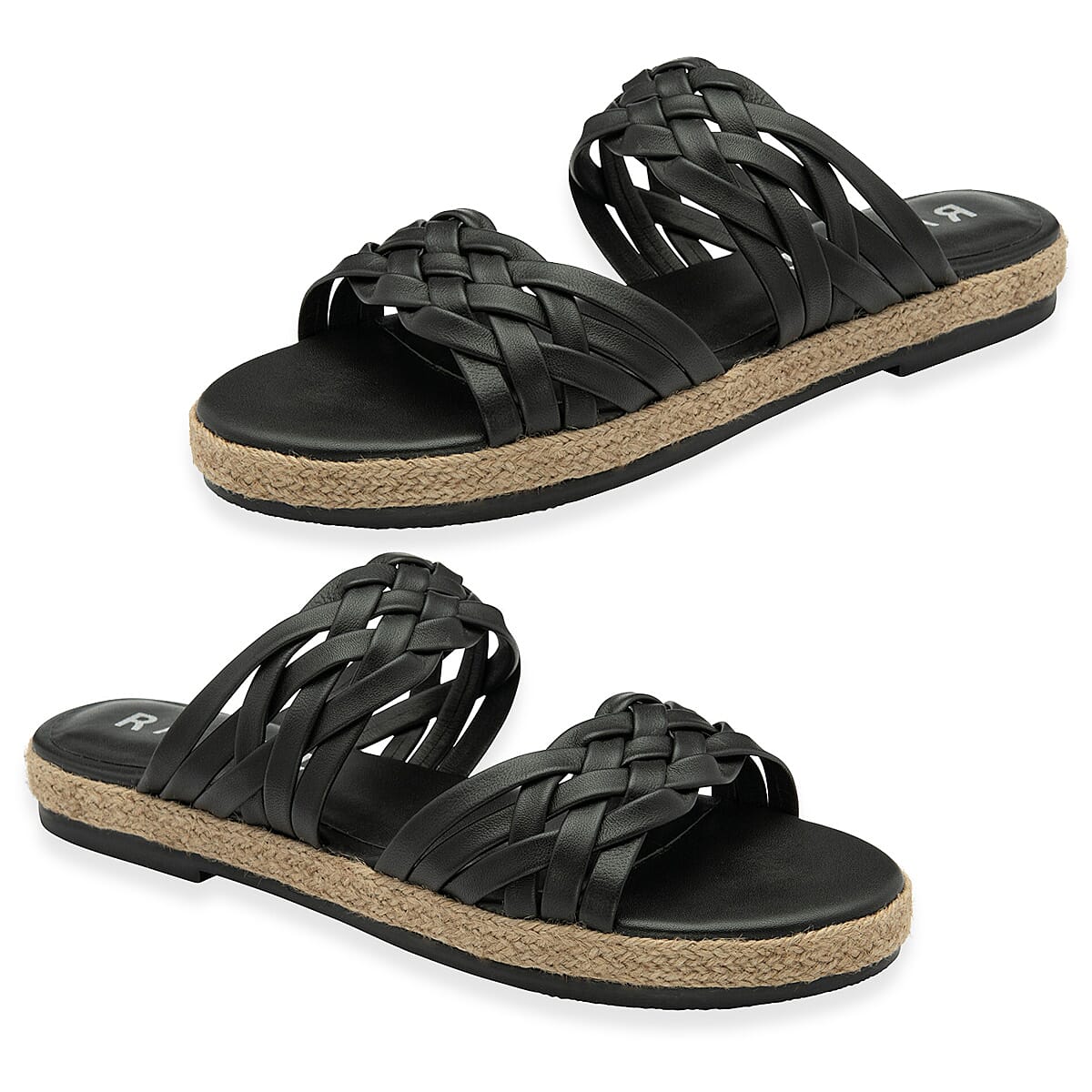 Ravel Womens Levens Black Leather Slip-On Sandals (Size - 8)