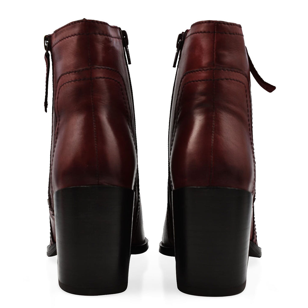 Ravel Premium Leather Womens Fossa Heeled Ankle Boots (Size 4) - Dark Red
