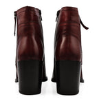 Ravel Premium Leather Womens Fossa Heeled Ankle Boots (Size 4) - Dark Red