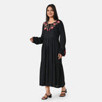 BRAND NEW LAUNCH - Sukriti Boho Floral Embroidered Dress (Size S) - Black - Red