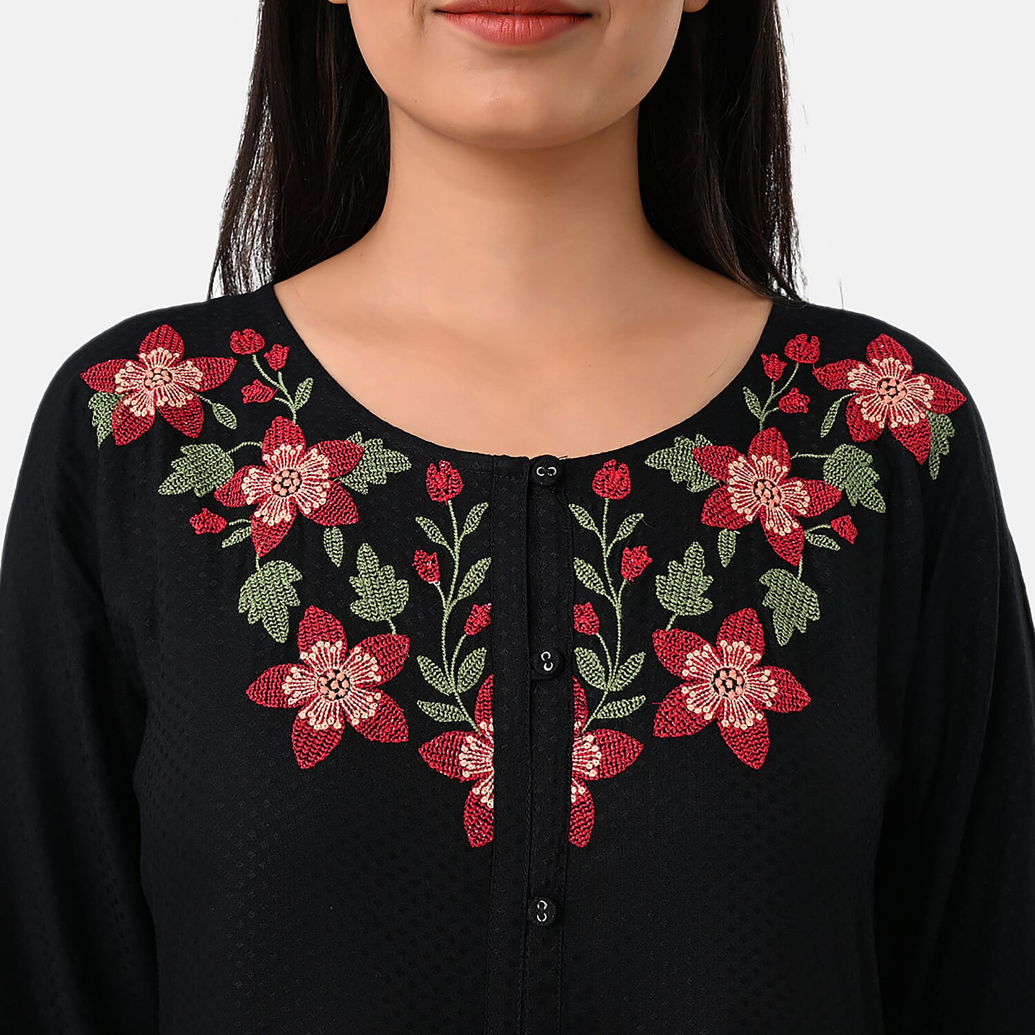 BRAND NEW LAUNCH - Sukriti Boho Floral Embroidered Dress (Size S) - Black - Red