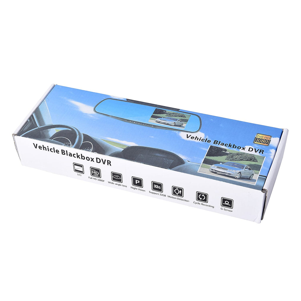 Rear View Camera with Dash Cam with 8GB TF Cards (Size 30x8x3 Cm) - Black