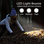 USB Rechargeable Waterproof LED Lighted Beanie Cap with Sherpa Lining and Faux Fur Baubble (Size 26x20 Cm) - Navy