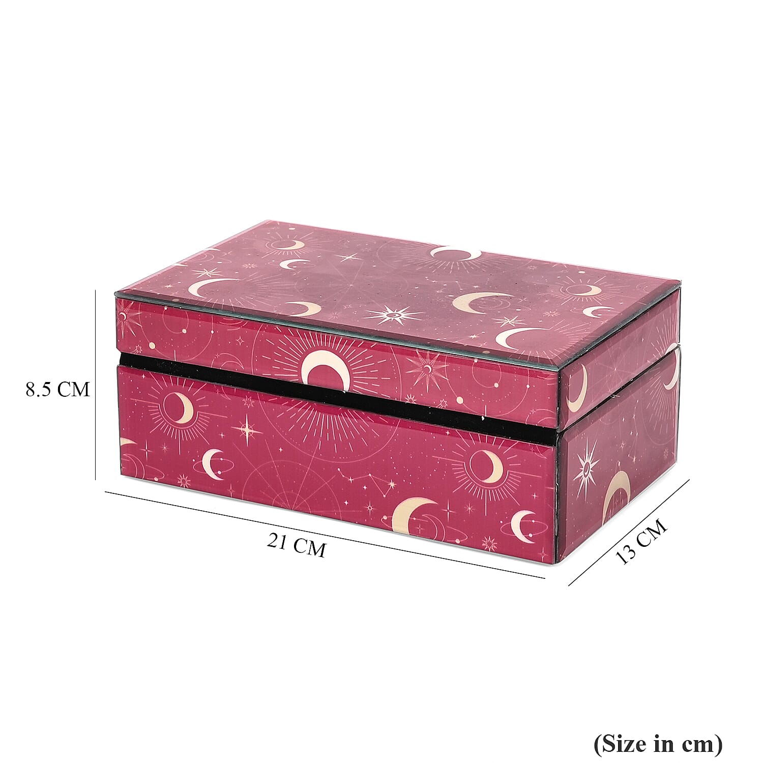 Rectangle Glass Jewellery Box (Size 21x13x8.5 cm) - Red