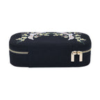 Rectangle Embroidered Jewellery Box with Zip (Size 18x10x5 cm) - Black