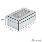 Mirrored Luxury Storage Box With Soft Velvet Inner Lining (Size 21x13x8 cm) - Silver & Cream