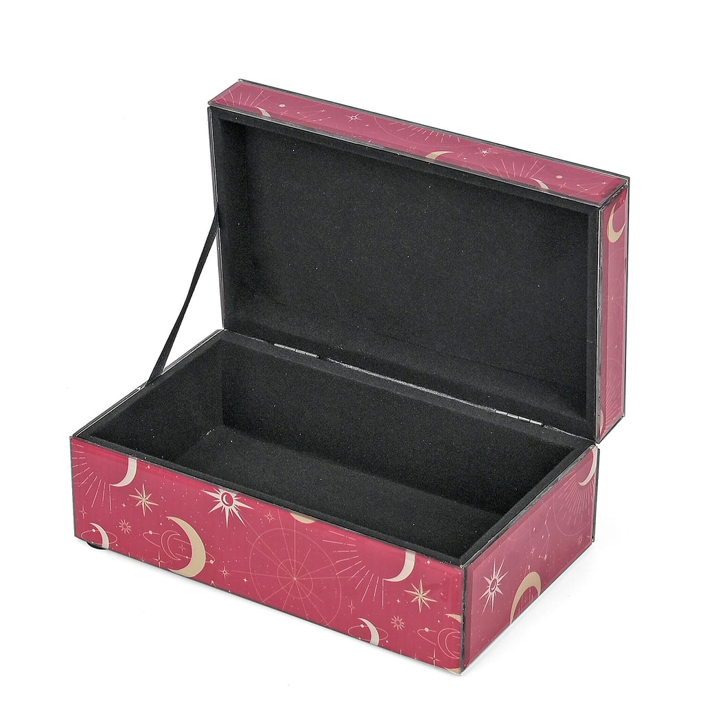 Rectangle Glass Jewellery Box (Size 21x13x8.5 cm) - Red