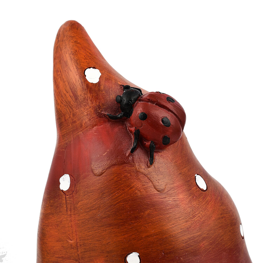 Garden Gnome with Flower (Size 14x11x26 cm) - Red