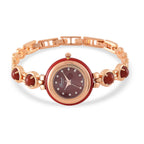 ONE TIME DEAL - GENOA TIME V2 Japanese Movt. Red Jade, Resin & Austrian White Crystal Bracelet Watch