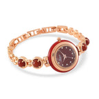 ONE TIME DEAL - GENOA TIME V2 Japanese Movt. Red Jade, Resin & Austrian White Crystal Bracelet Watch