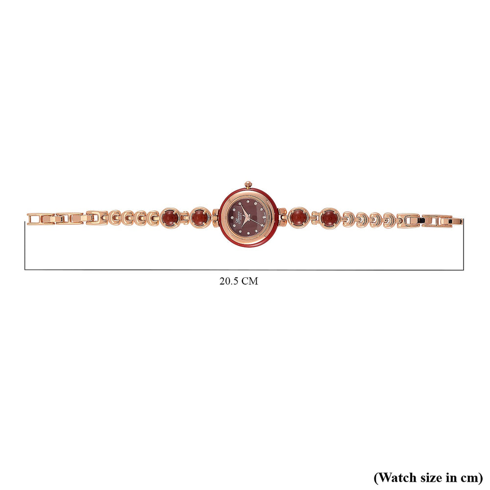 ONE TIME DEAL - GENOA TIME V2 Japanese Movt. Red Jade, Resin & Austrian White Crystal Bracelet Watch