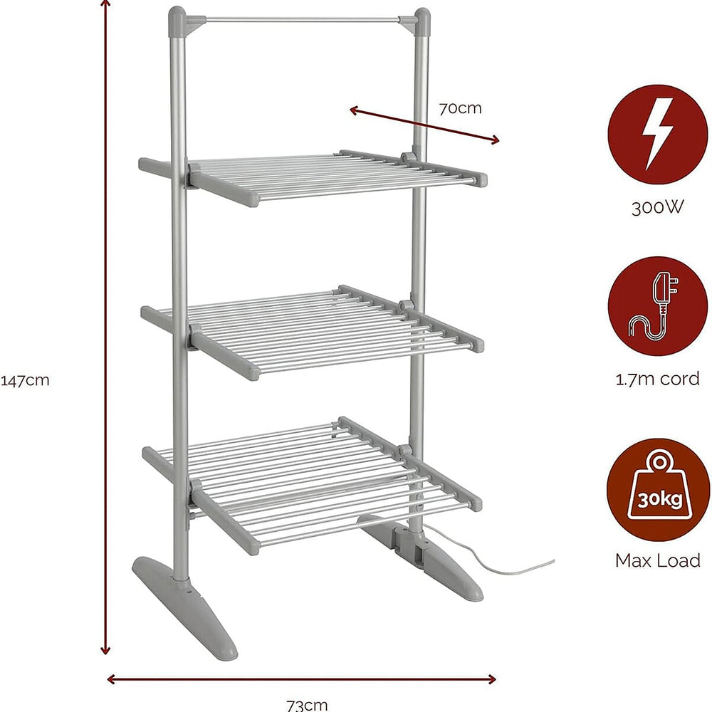 Rediffusion Heated 3 Tier Clothes Airer (Power 300W) - White
