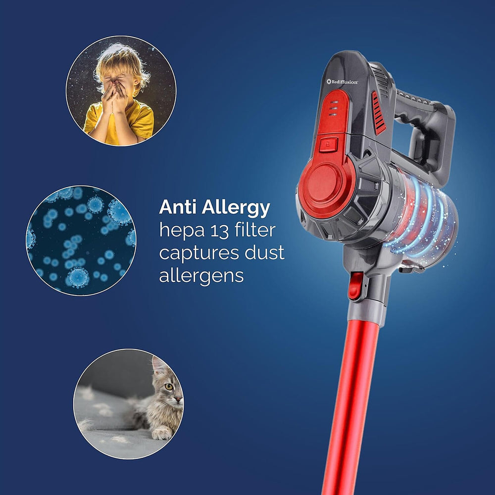 2 in 1 Cordless Vacuum Cleaner - Red - Black