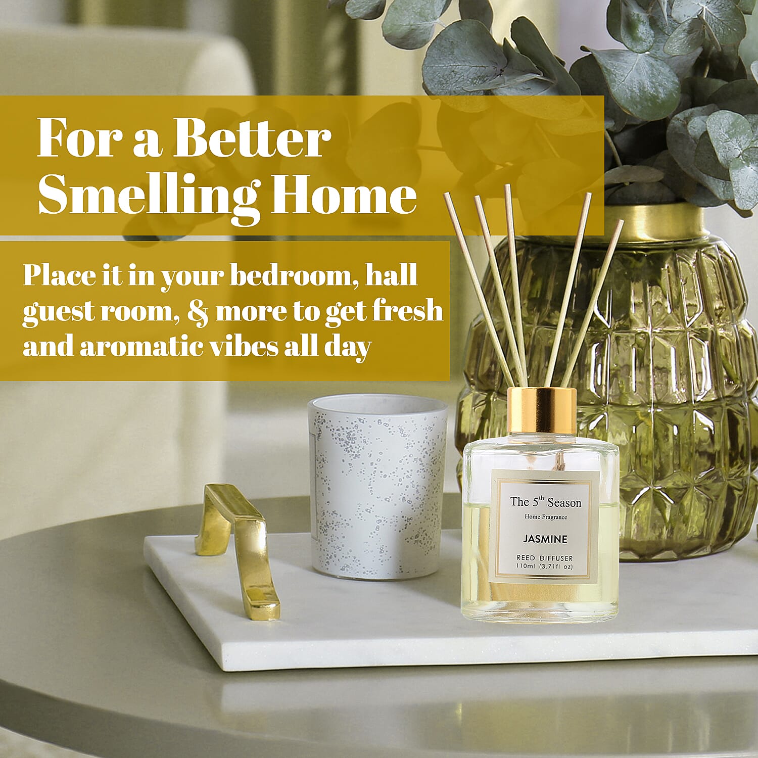 Reed Diffuser Gift Set With Natural Reeds (110ml) - Jasmine