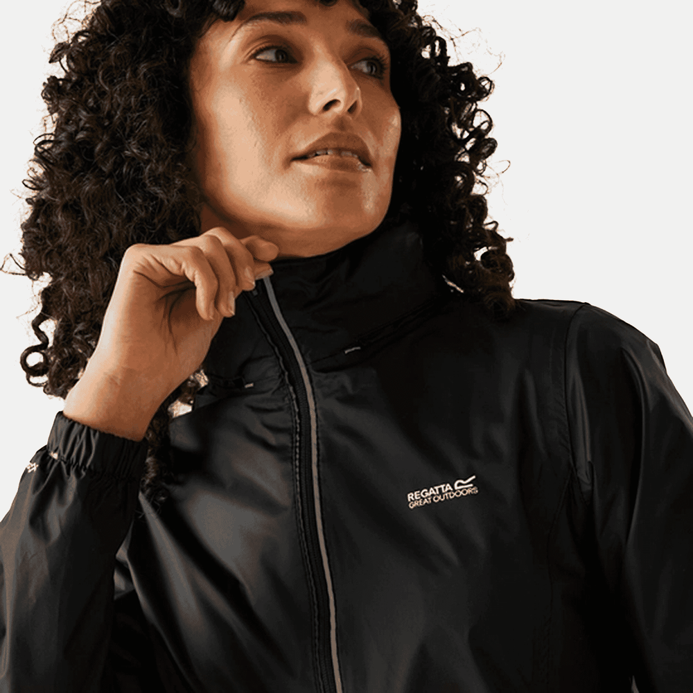Regatta Womens Packaway Fully Waterproof Jacket (Size 18) - Black