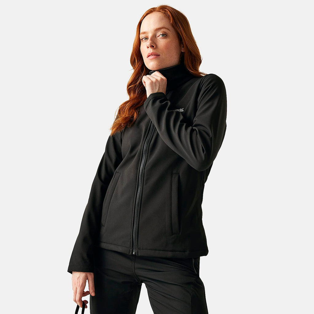 Regatta Womens Softshell Fleece Jacket With Full Zip (Size 14) - Black